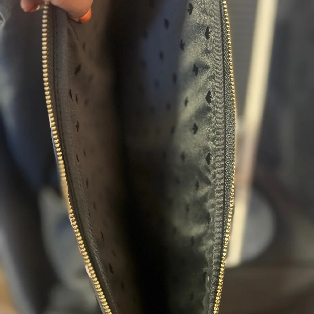 Kate Spade Black Laptop Sleeve with Pink, Glitter and White Polka Dots NWT